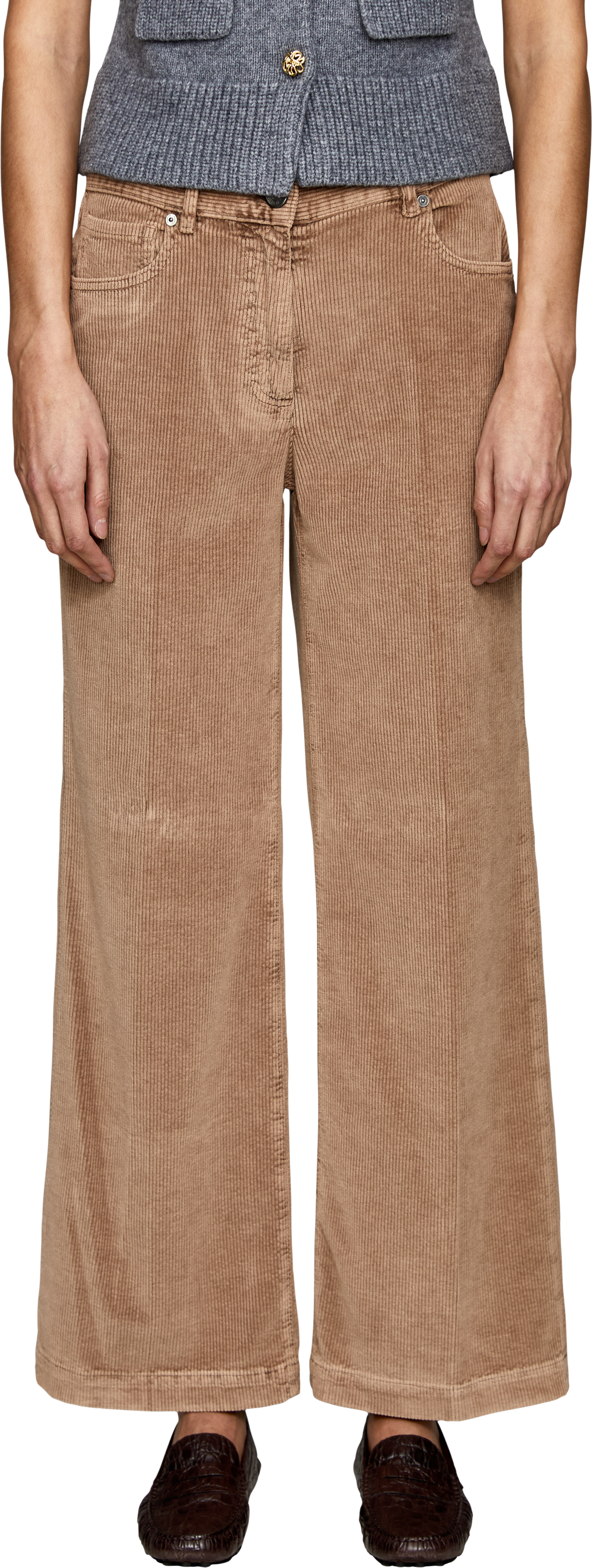 Peserico Weite Cordhose Beige, Frontansicht – UNGER.DE