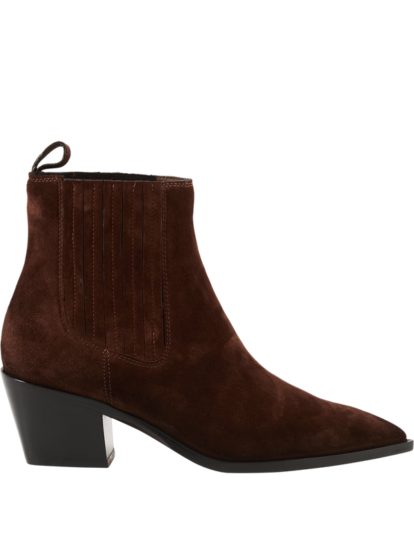 Ankle Boots aus Kalbsveloursleder Dunkelbraun 