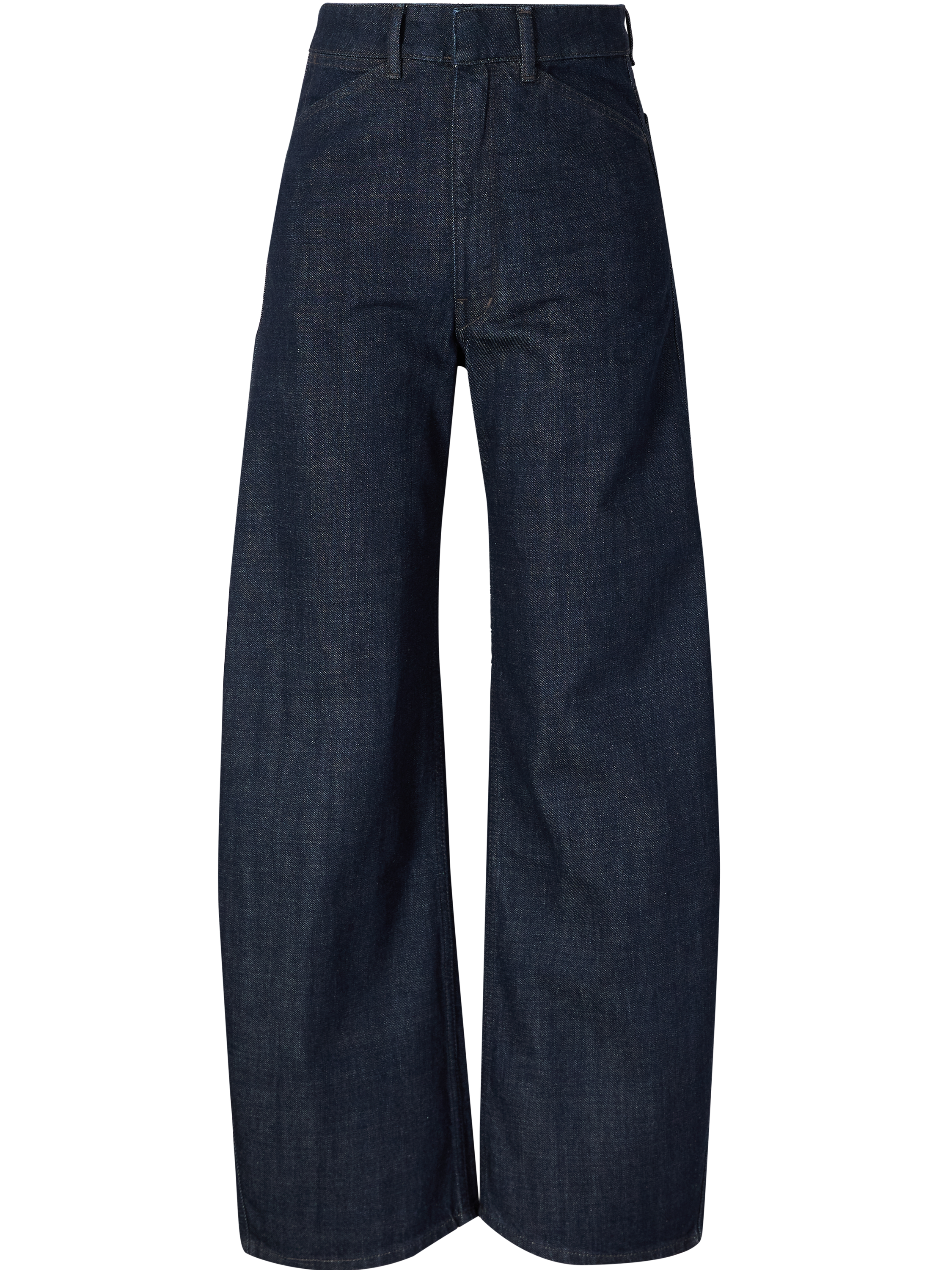 'Curved' Indigo Denim Relaxed-Fit Jeans