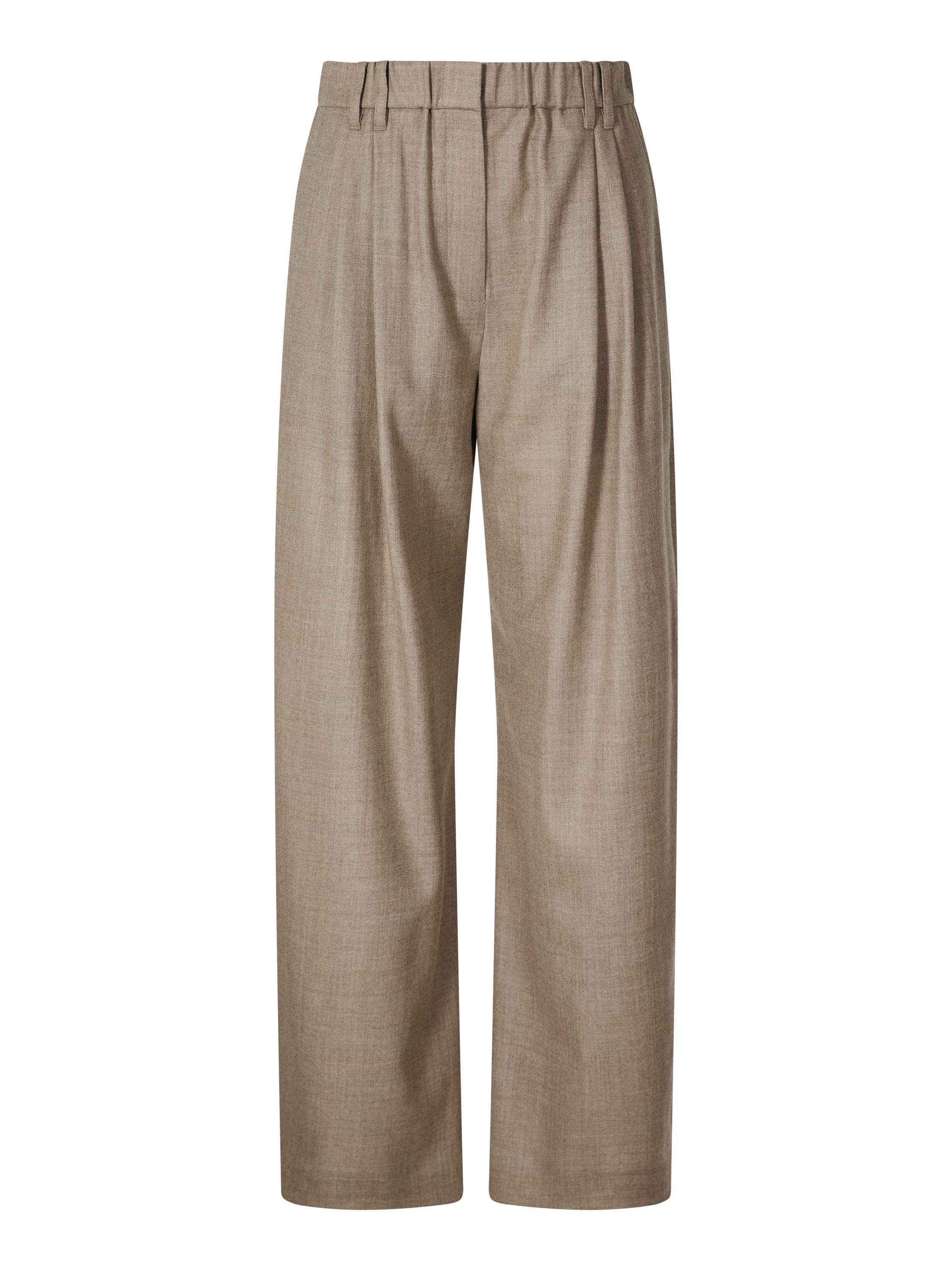 Bundfaltenhose aus Wolle mit Monili Perlen Beige