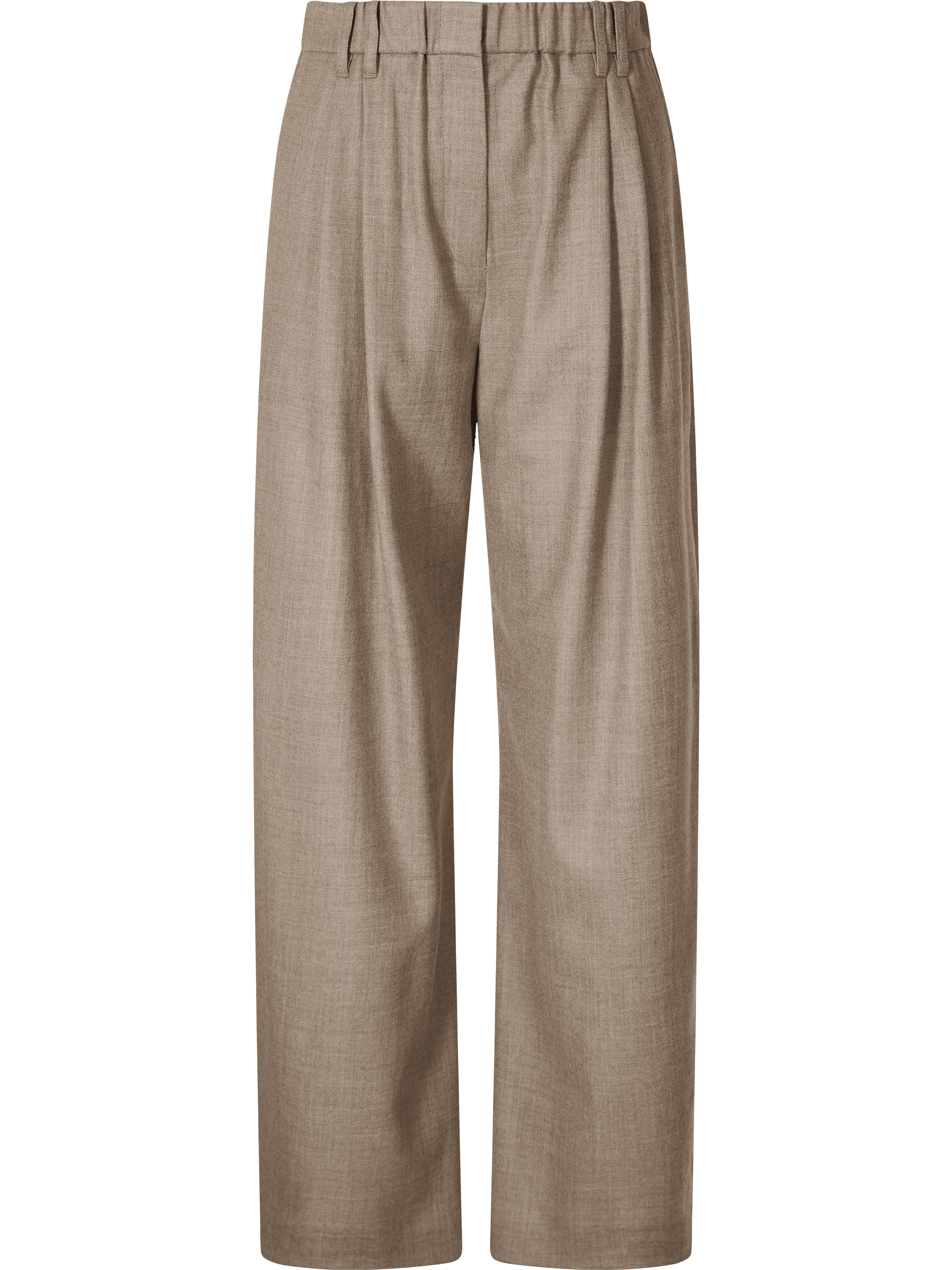 Wool pleated trousers with Monili beads beige