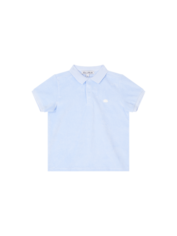 Frottee-Poloshirt mit Igel-Patch Blau