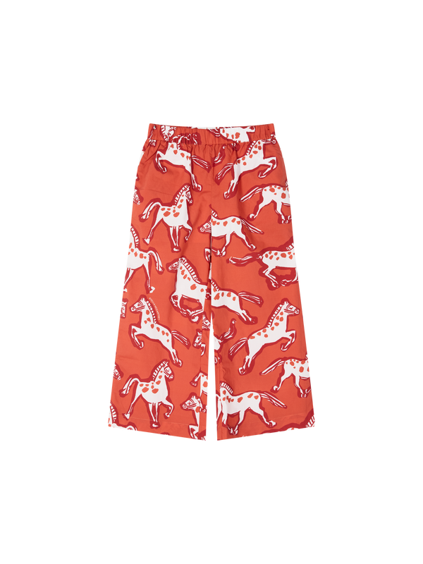 Hose mit Pferde-Print aus Popeline Rot