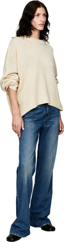 Cashmere-Seidenpullover mit Rundhalsausschnitt Oatmeal
