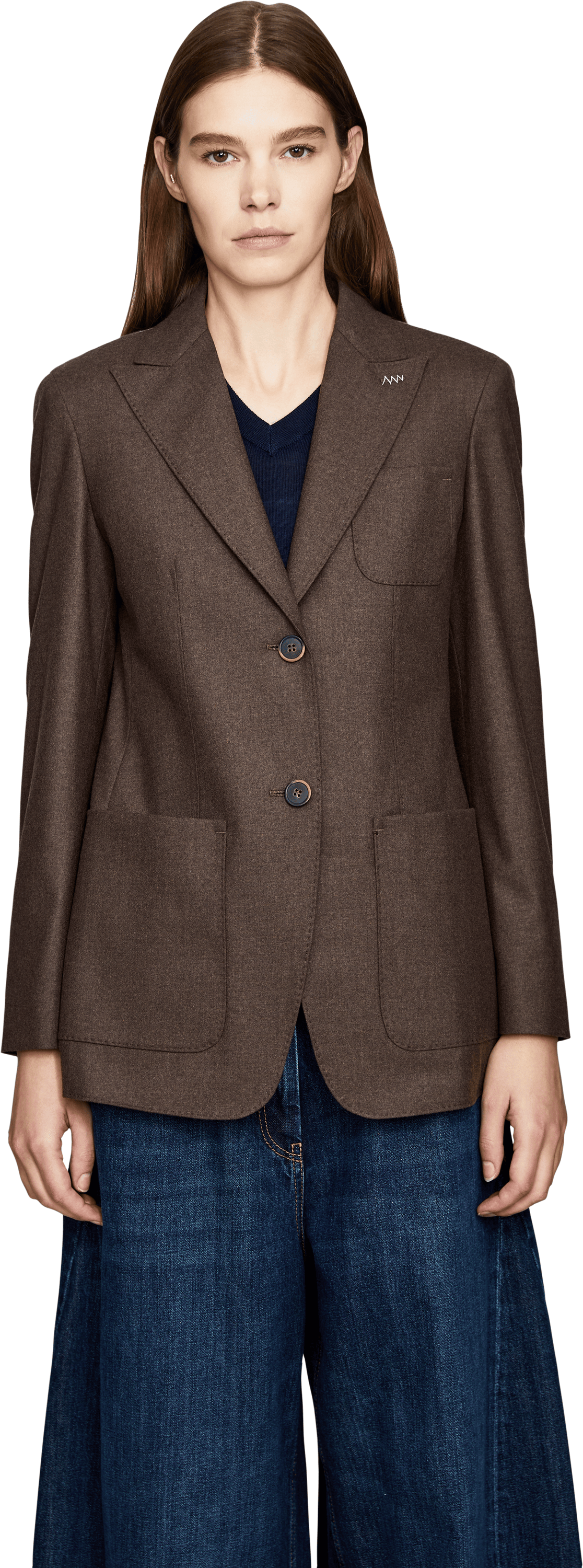 Max Mara Einreihiger Cashmere-Blazer 'Bronte' Braun, Frontansicht – UNGER.DE