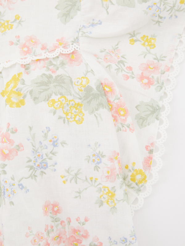 Florale Leinen-Baumwolltunika Multi