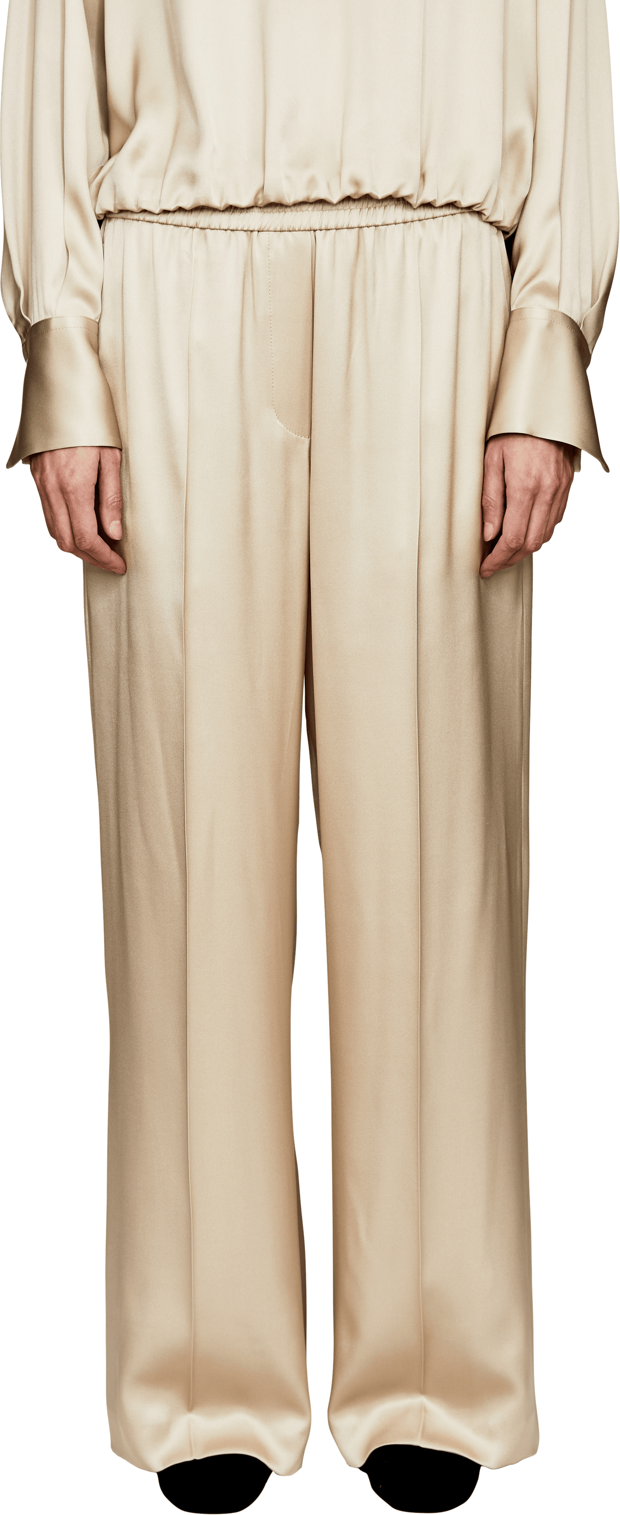 Brunello Cucinelli Seidenhose Crème, Frontansicht – UNGER.DE