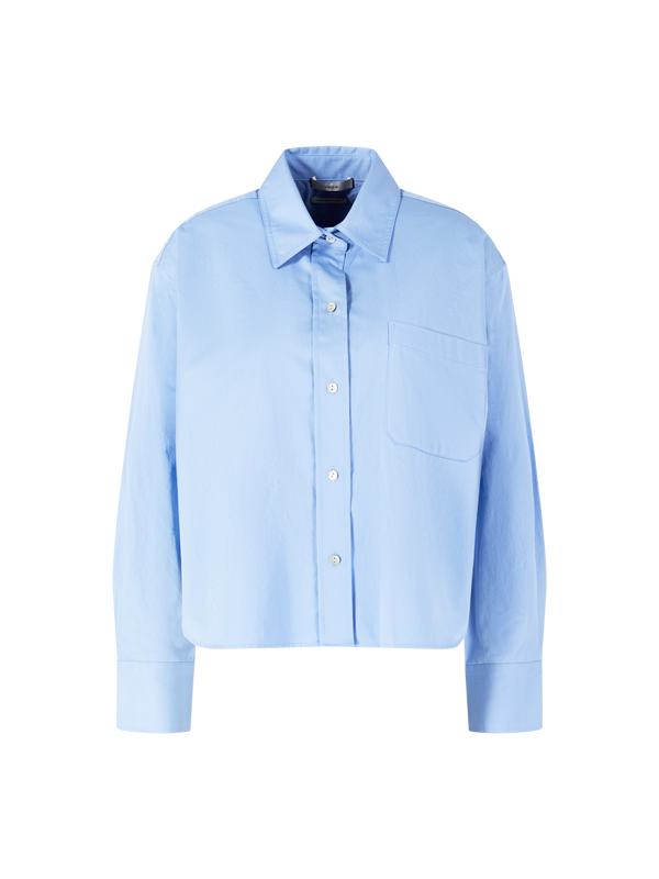 Cropped Hemd mit Brusttasche Blau