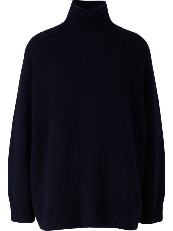 Oversized Cashmere-Stehkragenpullover Marineblau