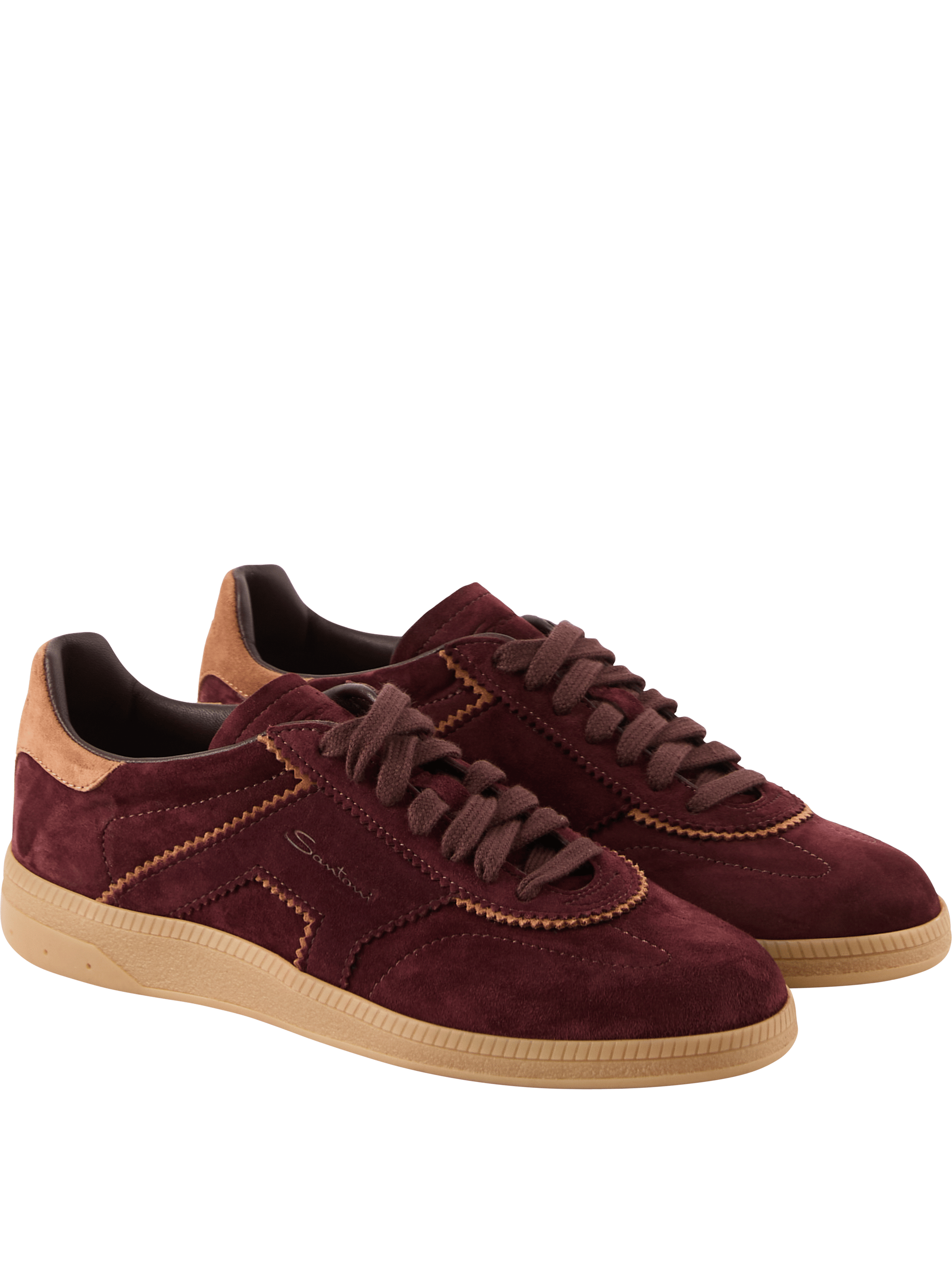 Santoni Bordeaux leather trainers, Back view – UNGER.DE