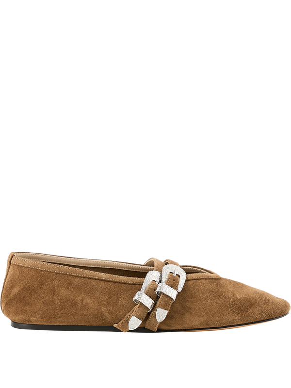 Ballerina 'Claudia' aus Veloursleder Beige