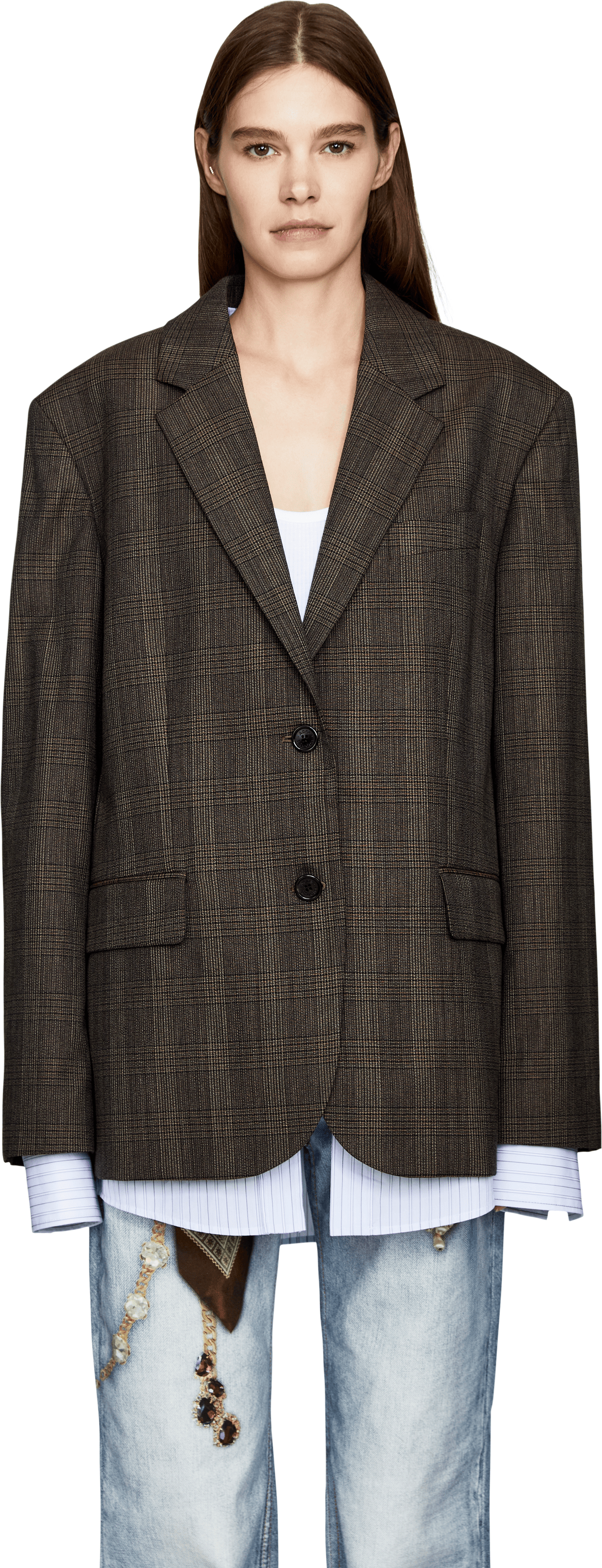 Acne Studios Floragatan Blazer aus Wolle Dunkelbraun, Frontansicht – UNGER.DE