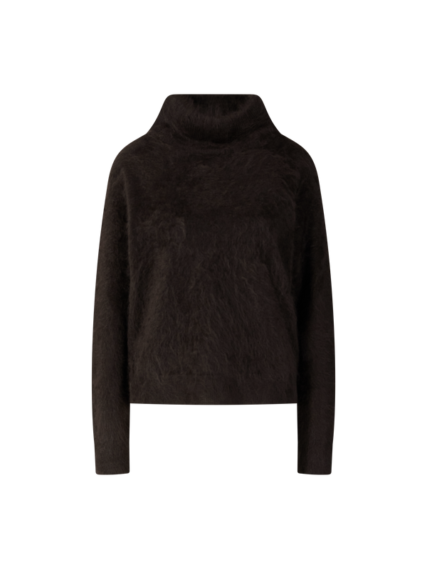 Gebürsteter Cashmere-Pullover 'Embla' mit Stehkragen Schokolade