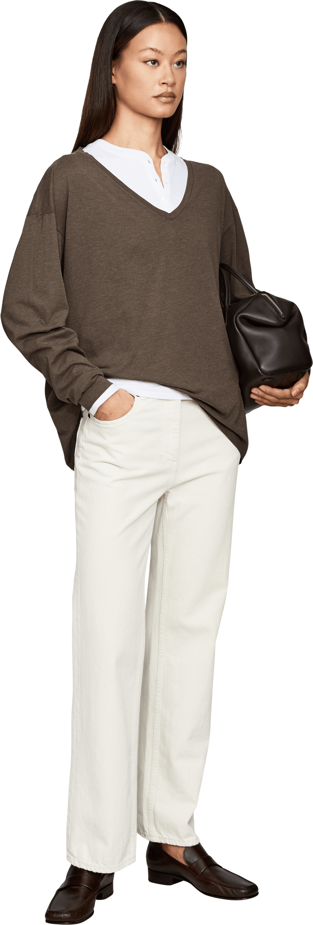The Row 'Birket' long-sleeved T-shirt, brown, Modelview – UNGER.DE