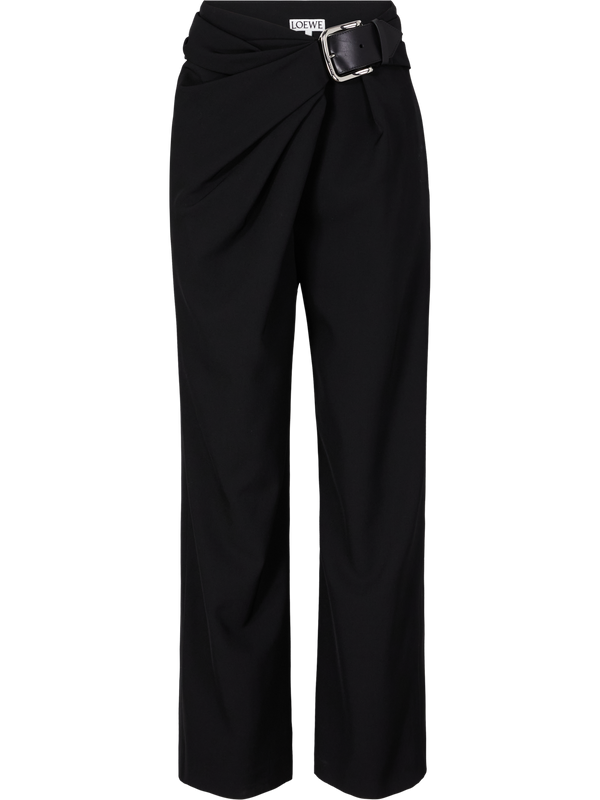 Drapierte Wollhose Schwarz
