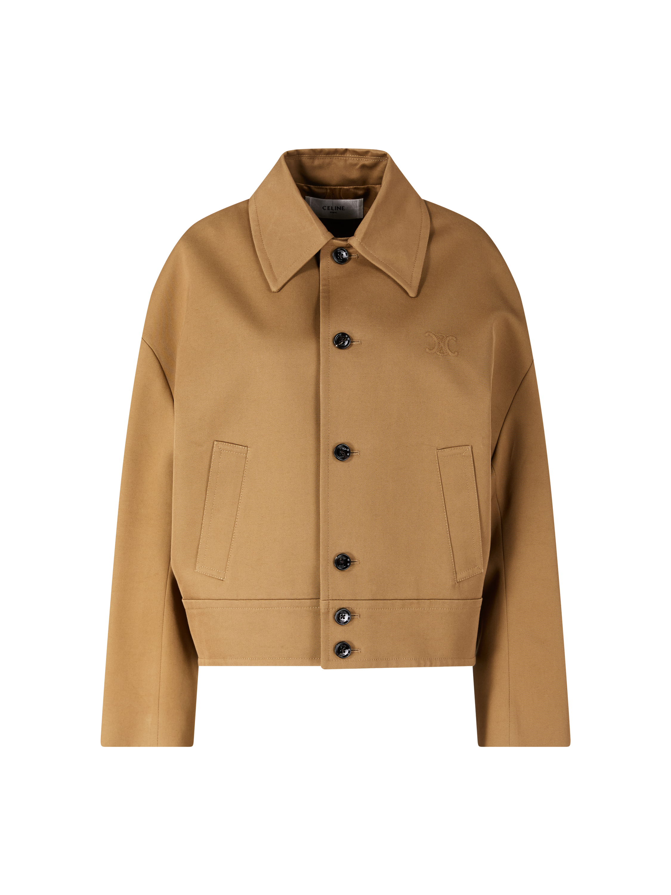 Bomberjacke aus Baumwolle und Wollgabardine Beige