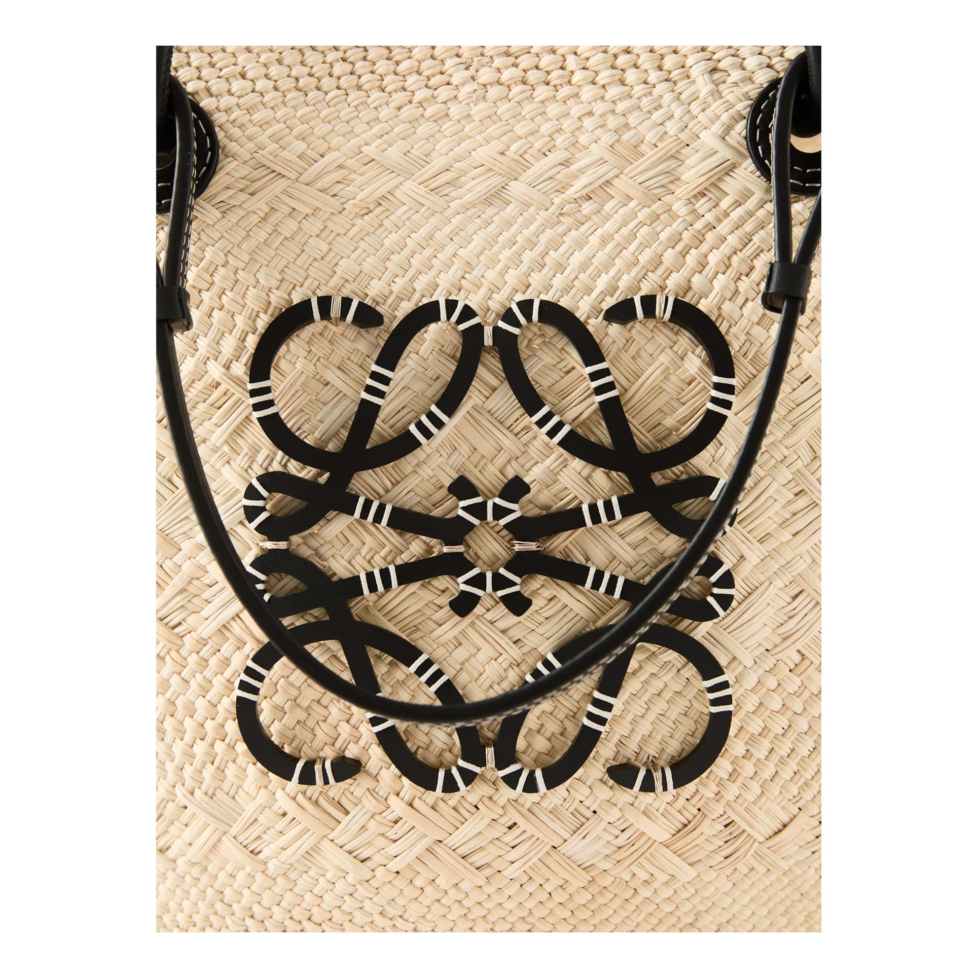 LOEWE Shopper Paula's Ibiza 'Anagram Basket Medium' Natural/Black, Detailansicht – UNGER.DE