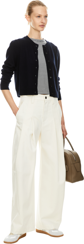 Cropped Cashmere-Strickjacke Marineblau
