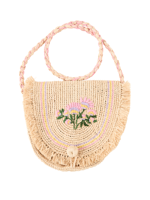 Schultertasche 'Jasmine' aus Raffia Multi
