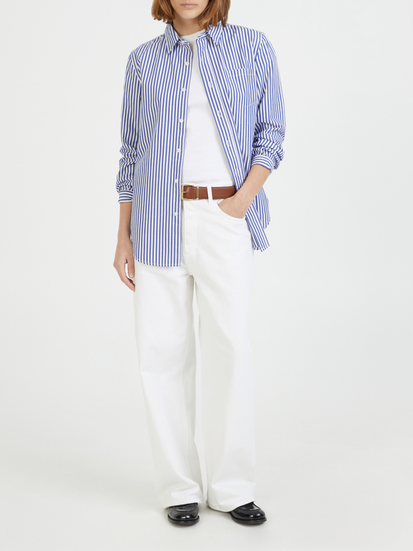 Gestreiftes Hemd Marineblau