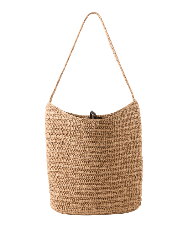 Schultertasche 'Alma' aus Raffia Beige
