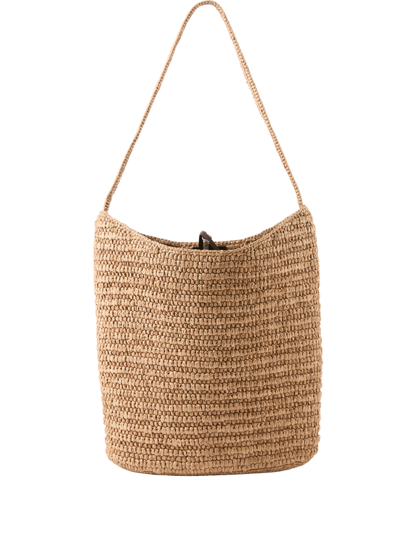 Schultertasche 'Alma' aus Raffia Beige