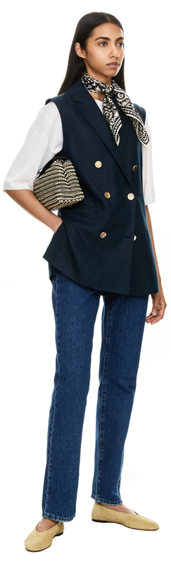 Leinenweste 'Bird' Marineblau