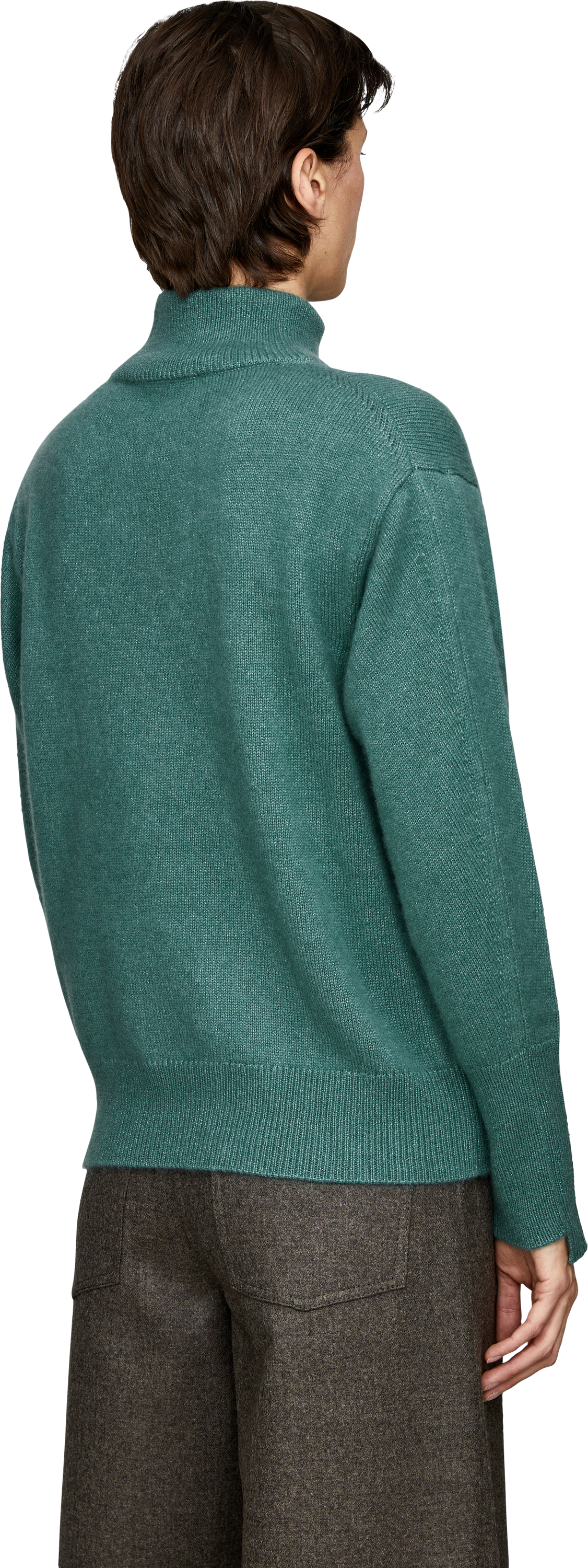 Iris von Arnim Cashmere-Seidenpullover 'Kalina' mit Troyerkragen Farn, Back view – UNGER.DE