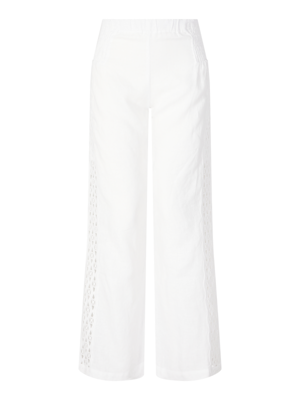 Leinenhose 'Origano' mit Lochstickerei Weiß