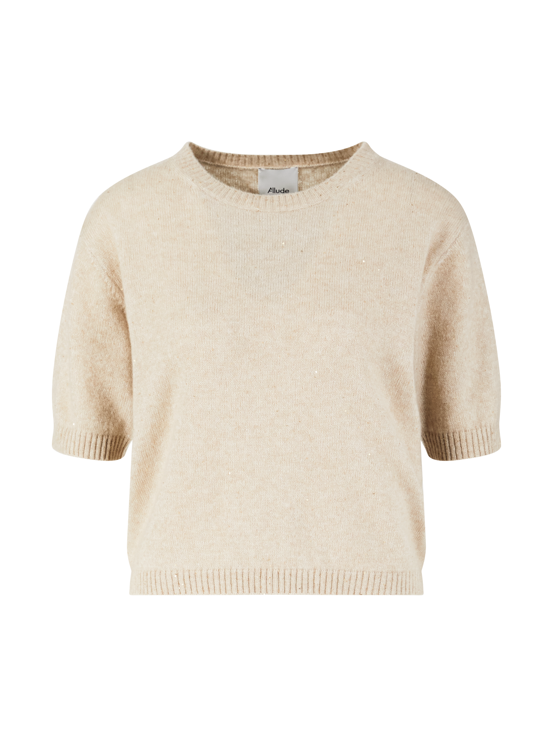 Cashmere-Seidenshirt mit Pailletten Beige 