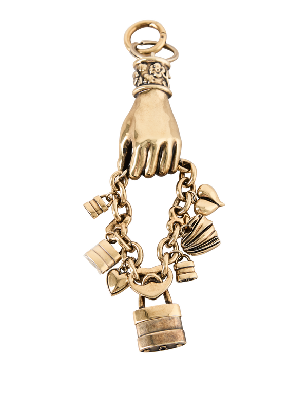 Padlock bag charm vintage gold