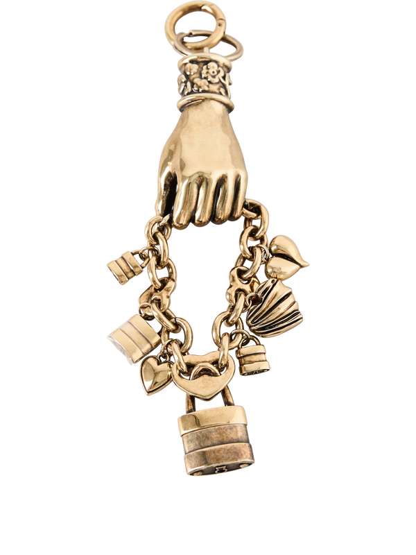 Padlock bag charm vintage gold