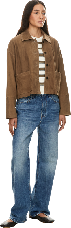Velourslederjacke 'IMMA' Beige