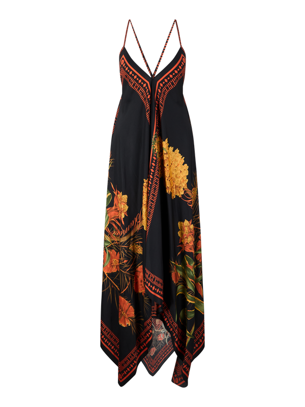 Langes bedrucktes Twillkleid Multi