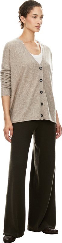 Beige V-neck cashmere cardigan