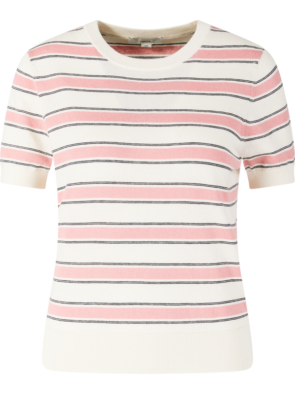 Gestreifter Kurzarmpullover Rosé