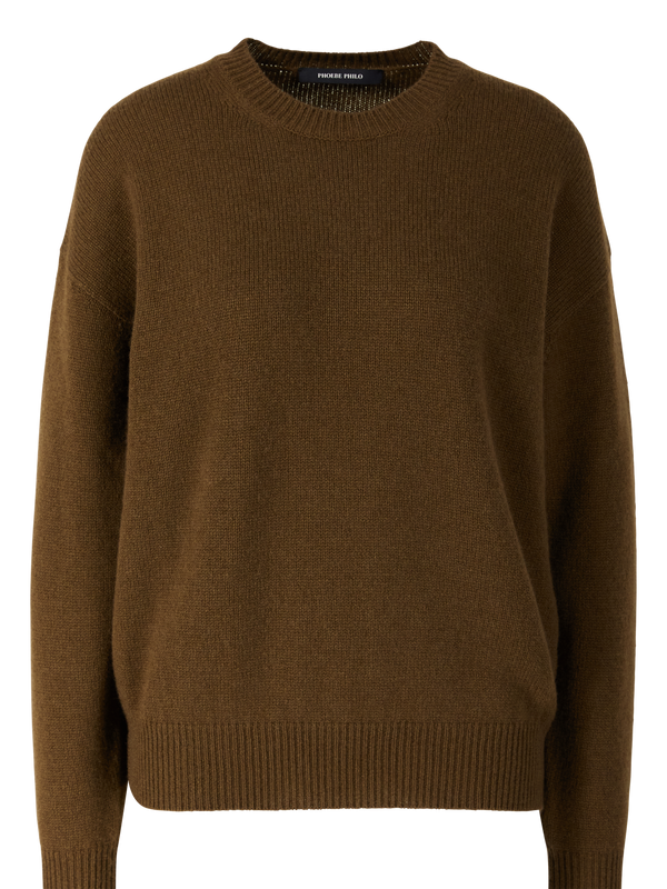 Cashmere crew-neck jumper khaki