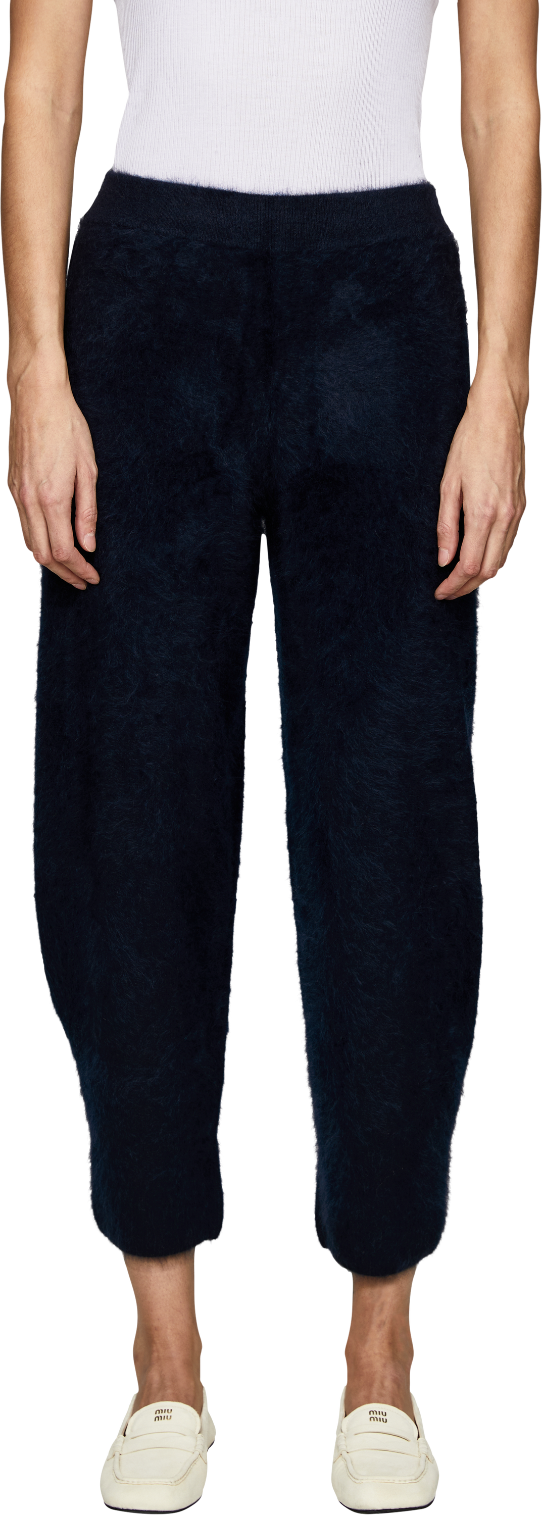 Iris von Arnim Cashmere-Hose 'Darbie Brushed' Navy, Frontansicht – UNGER.DE