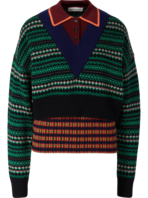 'Toinette' jumper with jacquard pattern multi