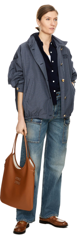 Straight-Leg Jeans mit Logo Stickerei Mittelblau