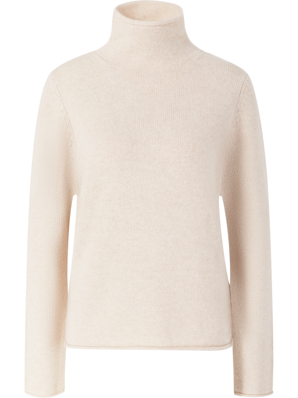 Cashmere-Pullover mit Stehkragen Beige