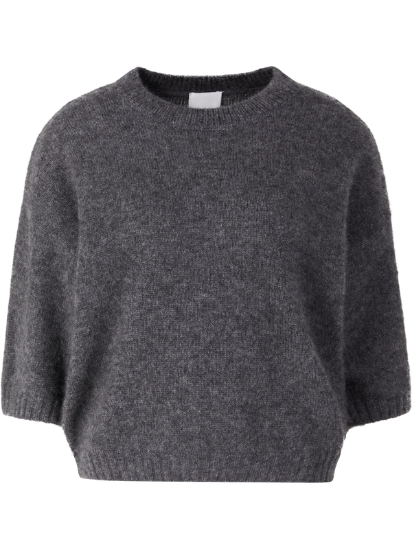 Cashmere and silk jumper with a round neckline, anthracite