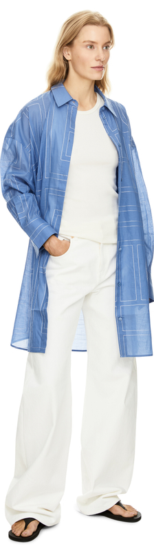 Oversize Hemd 'Long Summer' Mittelblau