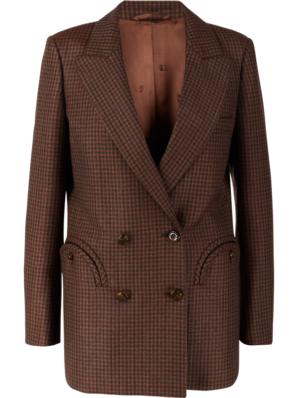 Karierter Blazer 'Moat Everyday' aus Schurwolle Braun