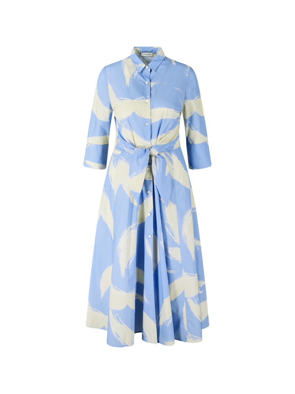 Gemustertes Blusenkleid mit Schleife Hellblau