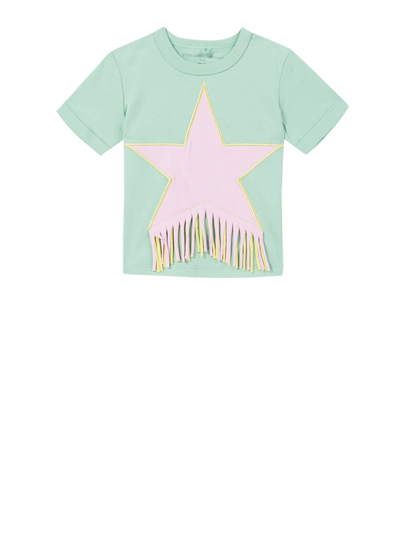 Besticktes T-Shirt Fransen Grün