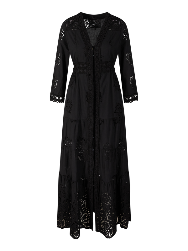 Maxikleid 'Rafano' mit Lochstickerei Schwarz