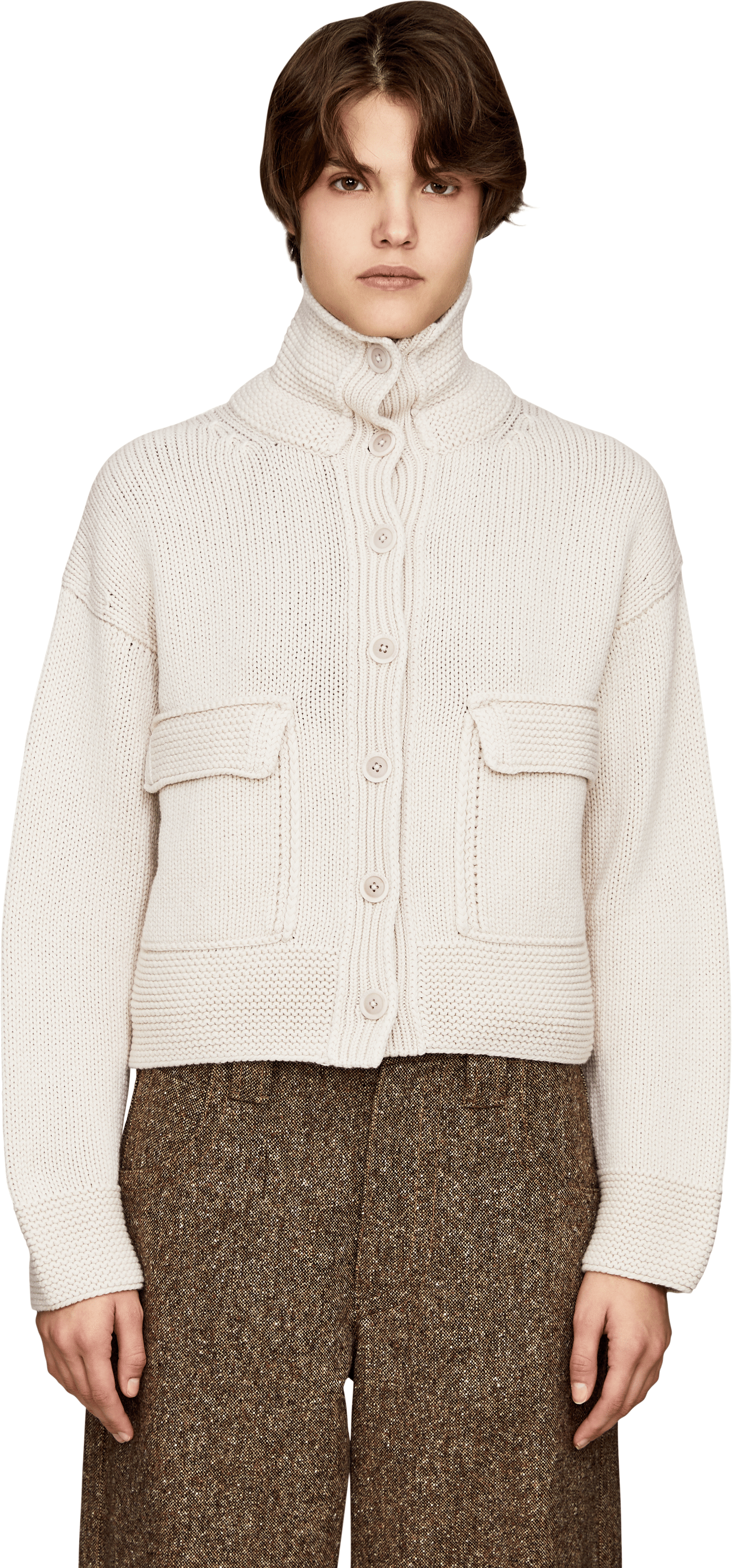 Iris von Arnim Cashmere-Strickjacke 'Pemira' Alabaster, Front view – UNGER.DE