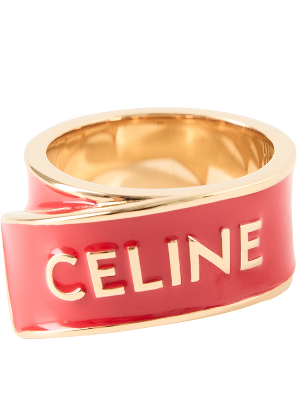 Ring mit Celine Paris-Prägung Rot/Gold