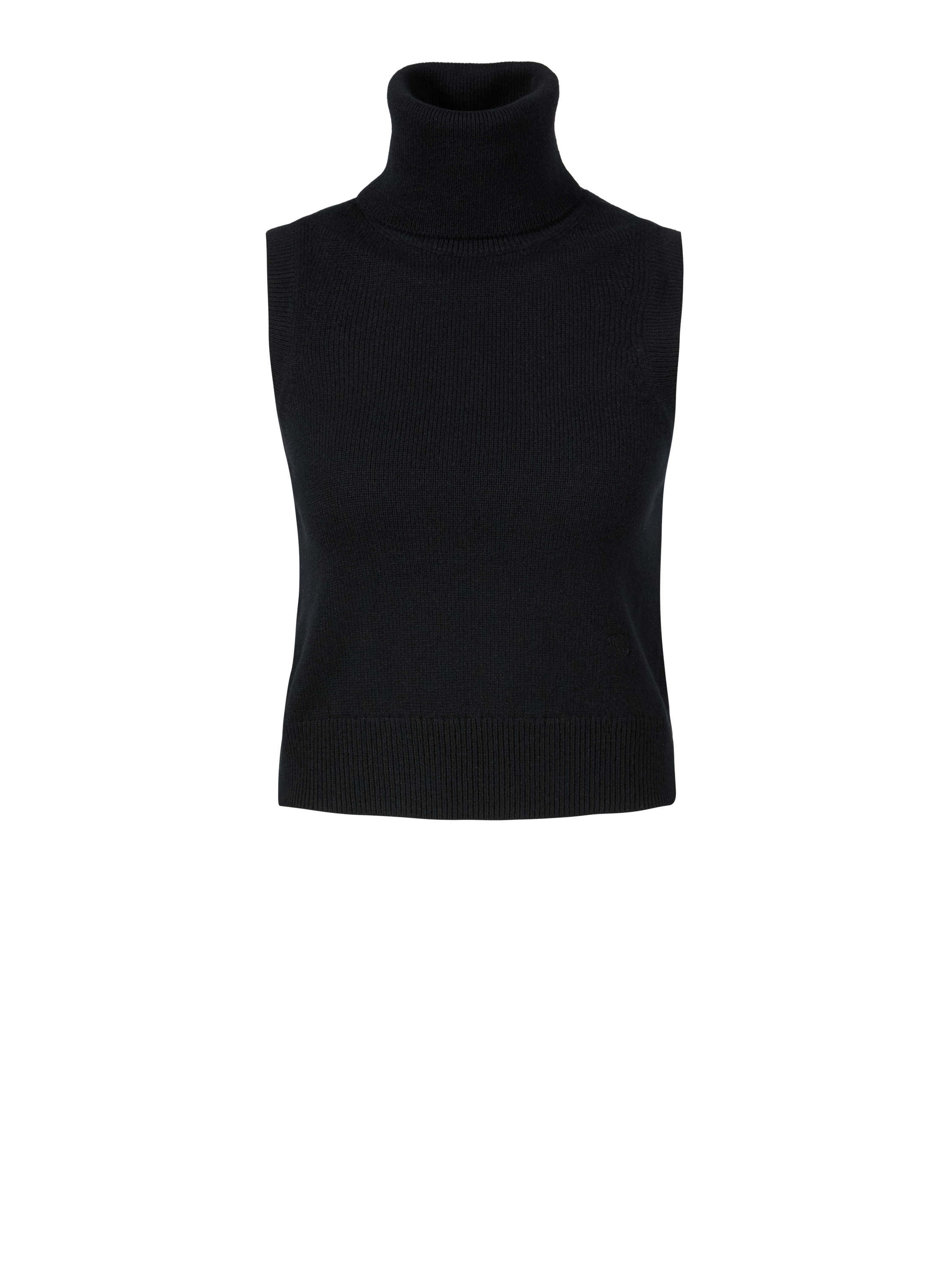 Ärmelloser Cashmere-Pullover mit Rollkragen Schwarz